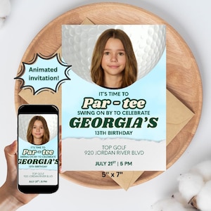 Animated Golf Birthday Invitation | Gender Neutral | Top Golf Party Invite | Digital Download