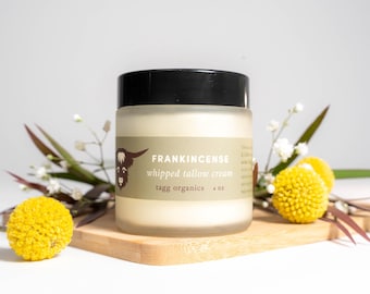 Frankincense Tallow Face Cream: Organic Grass-Fed Beef Balm (4 oz)