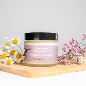 Organic Whipped Tallow Face Cream: Lavender, Chamomile & Arnica (2 oz)