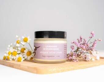 Organic Whipped Tallow Face Cream: Lavender, Chamomile & Arnica (2 oz)