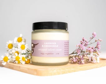 Organic Whipped Tallow Face Cream: Lavender Chamomile Arnica, 4 oz