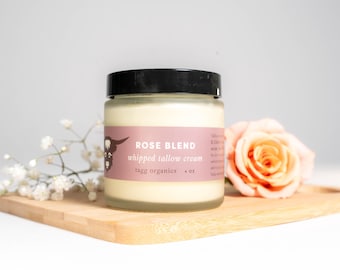 Crème visage rose suif : hydratant biologique pour la peau nourrie à l'herbe (4 oz)