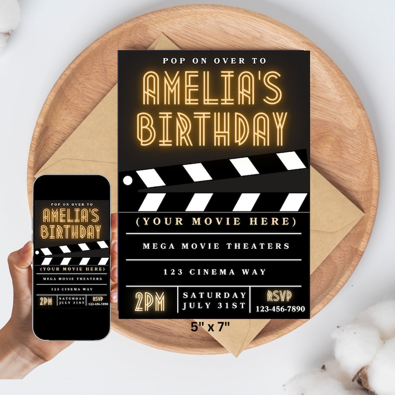Editable Movie Birthday Invitation Template (digital Download) - Etsy