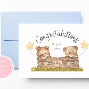 Congratulations on your New Baby Printable Card | New Baby Digital Download Card | Little one Card | Digital download Baby Shower Card |