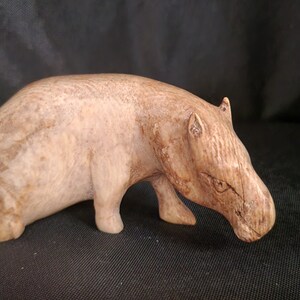 Vintage Artesian Hand Carved Burl Wood Hippopotamus