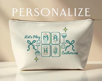 Mahjong Tile Pouch Personalized Gift Mahjong Player Accessory Zipper Bag Cute Carrying Case Travel Gift For Board Game Storage Organizer