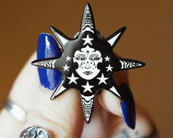 STARGIRL | Whimsigoth Enamel Pin, Celestial, Dark Folklore, Gothic Clown, Star Lovers, Ethereal, Vintage, Unique Lapel Pin, Brooch Gift
