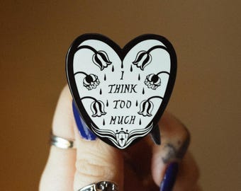 THE OVERTHINKER | Heart Enamel Pin, Lily of the Valley, Cottagecore, Gothic, Medieval Inspired, Vintage, Unique Lapel Pin, Brooch Gift