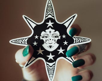 STARGIRL | Whimsigoth 4 Inch Sticker, Celestial, Dark Folklore, Gothic Clown, Star Lovers, Ethereal, Vintage-Inspired