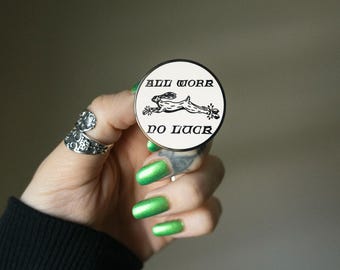 NO LUCK | Bunny Enamel Pin, Macabre, Unlucky, Cottagecore, Gothic, Medieval Inspired, Vintage, Rabbits Foot Charm, Unique Lapel Pin