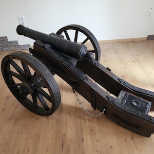 Vestingkanon op spaakwielen met voorlaadloop, lengte 160 cm, hoogte ca. 70 cm
