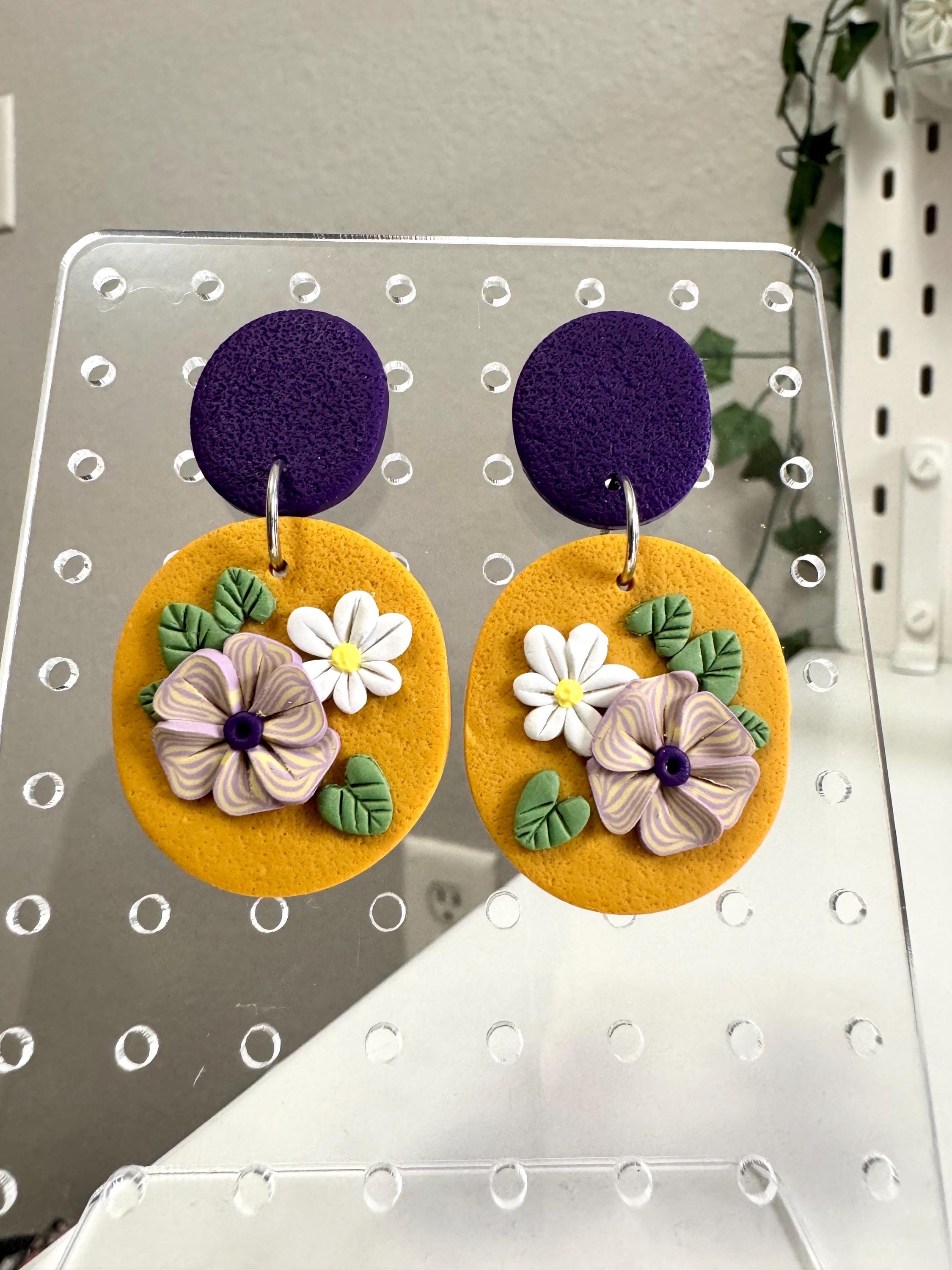 Flowers | Cane | Polymer clay earrings | Flower earrings | Gift | Handmade jewelry | Hypoallergenic post