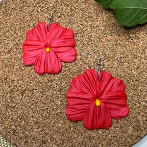 Red Pansy | Polymer clay earrings | Flower earrings | Gift | Handmade jewelry | Hypoallergenic post