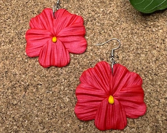 Red Pansy | Polymer clay earrings | Flower earrings | Gift | Handmade jewelry | Hypoallergenic post