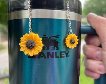 Stanley Cup Sunflower Charm - Tumbler Accessory - 40 oz Stanley Decoration - Water Bottle Clip - Teacher Gift for Her