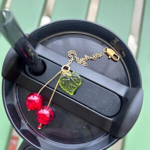 Cherry Tumbler Charm - American Honey - Cherry Hydrojug - Red Stanley Cup Handle Accessory - Cute Straw Charm - Gift for Her image 6