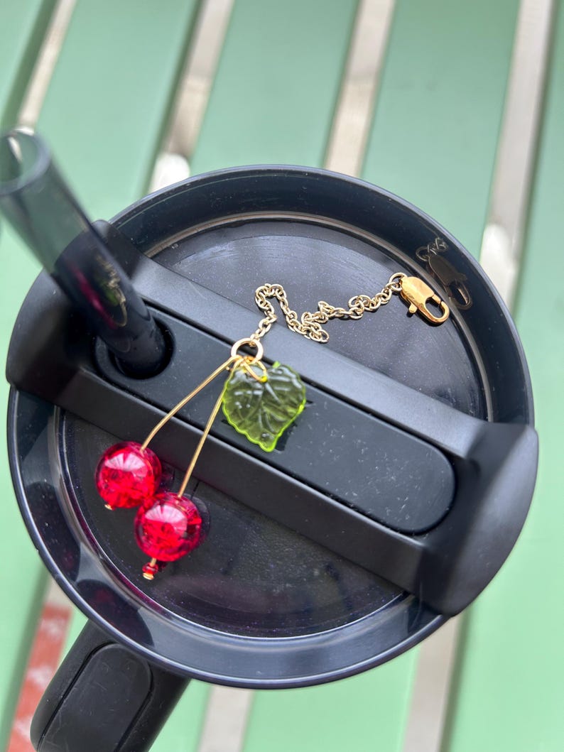 Cherry Tumbler Charm - American Honey - Cherry Hydrojug - Red Stanley Cup Handle Accessory - Cute Straw Charm - Gift for Her image 6