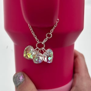 Winter Wonderland Crystal Crush Blue Powder Crush Valentines Day Heart Love Clear Iridescent Stanley Tumbler Bag Name Badge Charm Gift