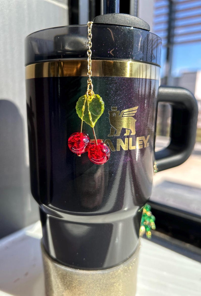 Cherry Tumbler Charm - American Honey - Cherry Hydrojug - Red Stanley Cup Handle Accessory - Cute Straw Charm - Gift for Her image 4