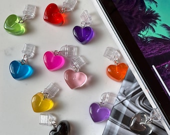 Tappo antipolvere USB-C a forma di cuore in gelatina / Ciondolo per Kindle e telefono / Simpatico tappo per porta USB C / Accessorio colorato per telefono