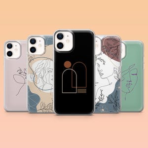 Minimal Line Phone Case Face Art Cover for iPhone 16, 15, 14, 13, 12, Samsung S24Ultra, S23FE, S22, A15, A54, A25, A14, Pixel 9Pro, 8Pro, 8A