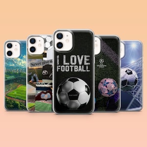 Football Phone Case Soccer Sport Cover for iPhone 16, 15, 14, 13, 12, Samsung S24Ultra, S23FE, S22, A15, A54, A25, A14, Pixel 9Pro, 8Pro, 8A