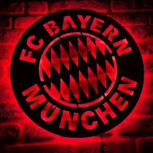 FC Bayern Munich Led Sign, FC Bayern Munich Led Light, Wood Wall Decor, Handmade Led Sign, Bundesliga Football Team, Christmas Gift