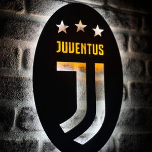 Juventus Led Light Sign, Football Team, Neon Sign,Wooden Wall Sign, Custom Product, Football Fan Gift Idea, For Him/Her, Christmas Gift