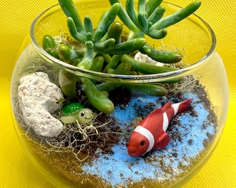 Miniaturowy zestaw do terrarium podwodnego: doniczka na sukulenty DIY, upominek na imprezę
