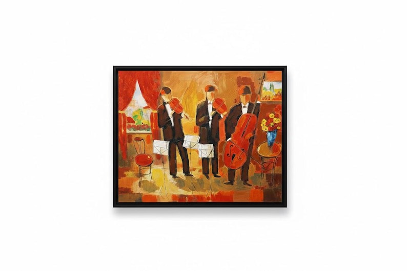 Impressionist Orchestra Oil Painting, Vibrant Music Room Wall Art image 1
