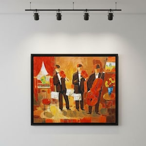 Impressionist Orchestra Oil Painting, Vibrant Music Room Wall Art image 2