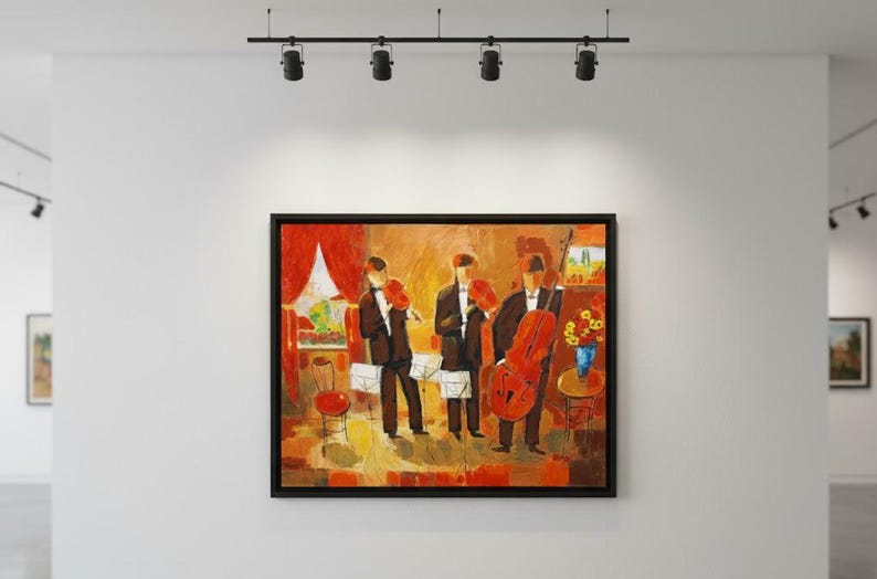 Impressionist Orchestra Oil Painting, Vibrant Music Room Wall Art image 2