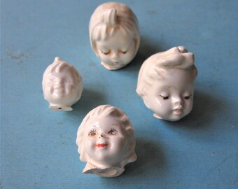 Antique German Porcelain Doll Head for Altered Art Collage Doll Making
