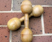 2 Antique Vintage Wooden Dumbbells 1 lb Dumbbells