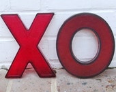 Vintage Letters XO Vintage Marquee Letters XO Hard Red Plastic XO Sign 8 1/4 Inches Tall