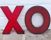 Vintage Letters XO Vintage Marquee Letters XO Hard Red Plastic XO Sign 8 1/4 Inches Tall