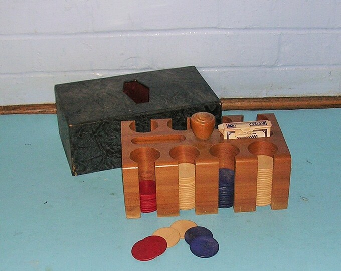 Vintage Poker Chip Holder Vintage Wooden Poker Chip Holder Etsy