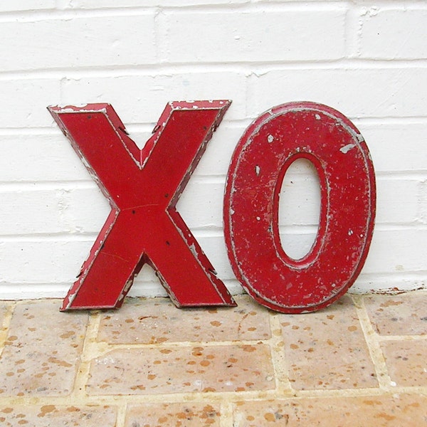 Vintage Metal Marquee Letter Letters Sign Vintage Metal XO Sign 10 Inches Tall