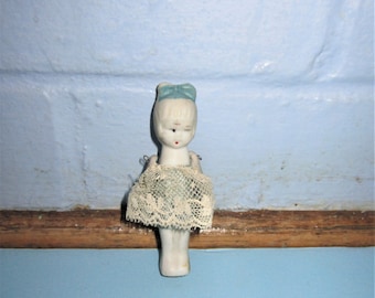 Antique Vintage Bisque Doll Moveable Arms Lace Dress