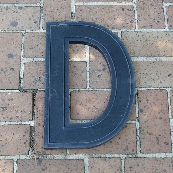 Huge Vintage Letter D Sign Vintage Marquee Letter D Hard Black Plastic D Sign 17 Inches Tall