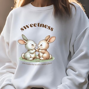 Bunny Sweatershirt Coquette Y2K Sweater Trendy 2000s Sweater Vintage Bunny Sweater for Bunny Lover Gift for Bunny Owner Comfort Colors