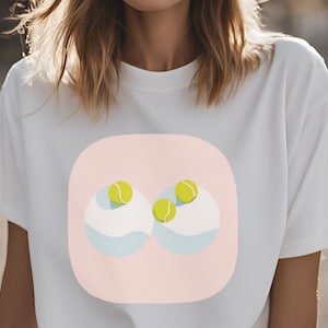 Piłki tenisowe Surrealistyczna sztuka Graficzne Okrągły dekolt Estetyczne Sportowe Y2K Modne Preppy Sportowe Inspirowane Retro Teniscore Streetwear Moda Prezent f