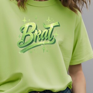 Brat Shirt Brat Green Girls Brat Girl Summer Brat Y2K Shirt 90s Aesthetic Kamala is Brat Trendy Streetwear Fashion Airbrush Y2K Inspired
