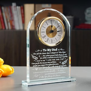 To My Dad Vintage Glass Clock Gift for Birthday, Father's Day, Christmas, Gift for Dad from Daughter and Son