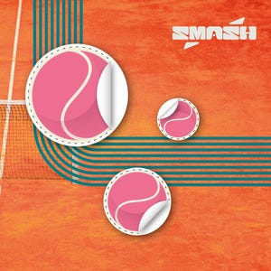Retro Tennisball Aufkleber, Innen / Außen, Sport-Fan-Geschenk, Sportraum-Dekor, Tennis-Liebhaber-Zubehör, niedliche Briefpapier-Aufkleber