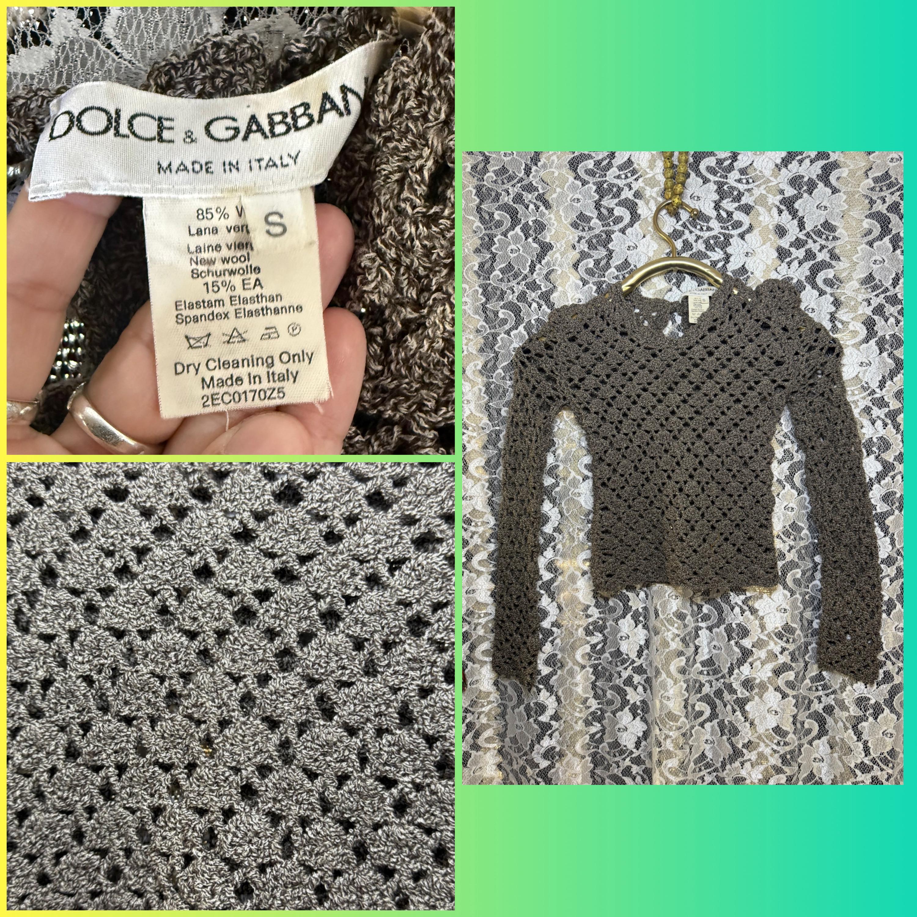 Dolce & Gabbana Crochet Knit Long Sleeve Top Small / Xs Vintage 