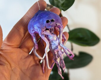 Jellyfish ornament, sea jelly creature figurine, handmade in Nova Scotia