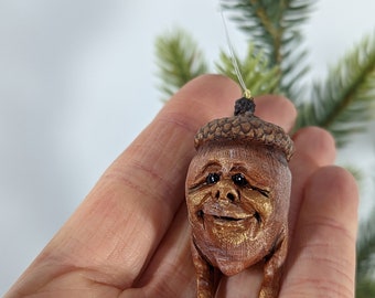 Acorn oak ornament, Christmas tree charm decoration, made in Nova Scotia