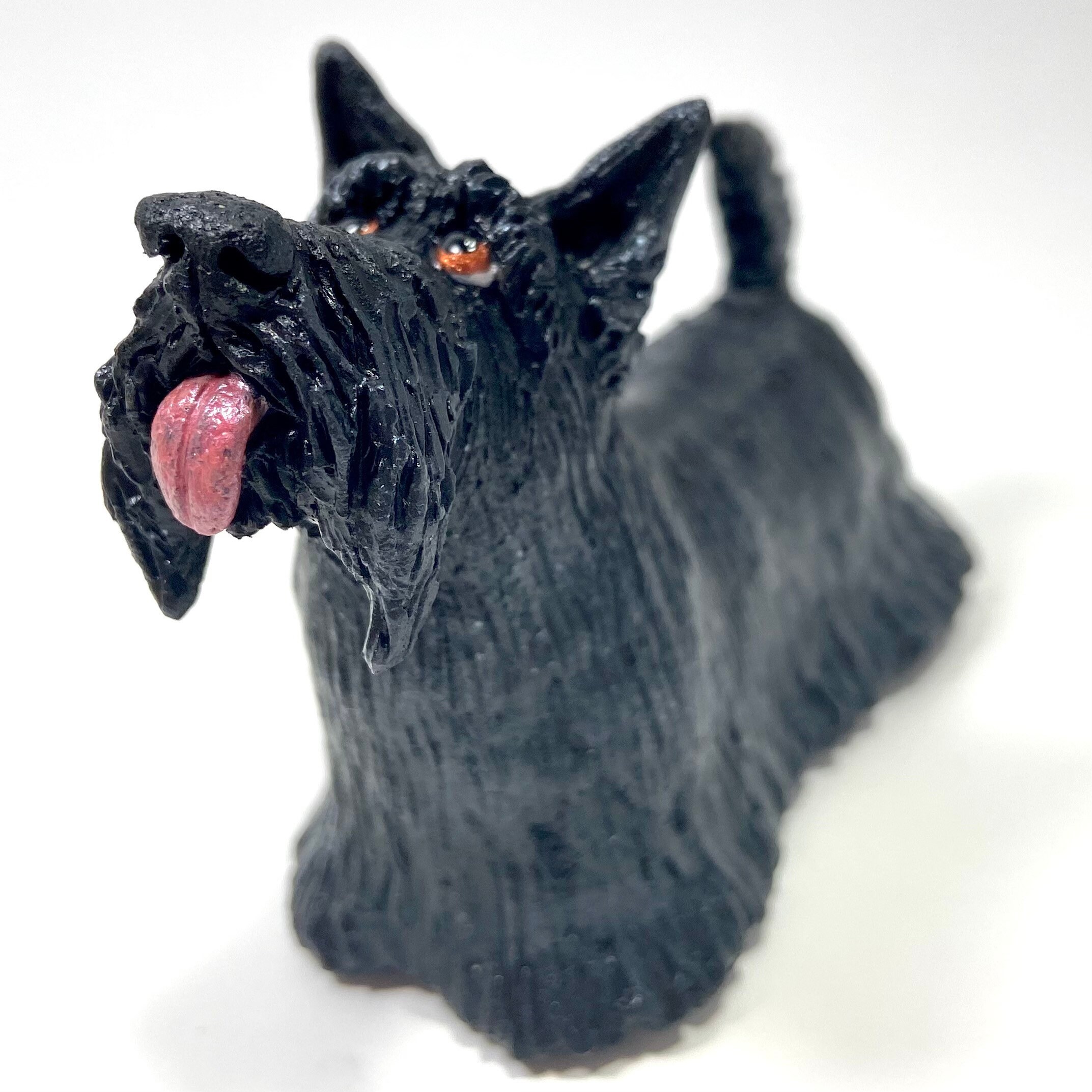 Scotty dog figurine Scottish Terrier black fluffy Scottie Etsy