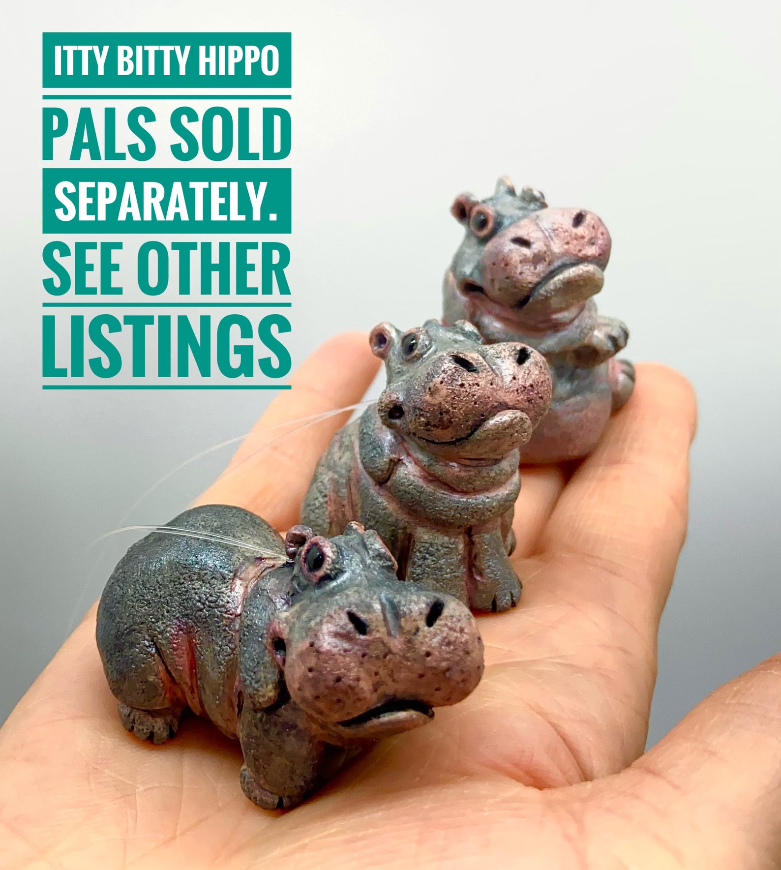 Mini Hippopotamus Sculpture/ornament House Hippo Baby Handmade Etsy